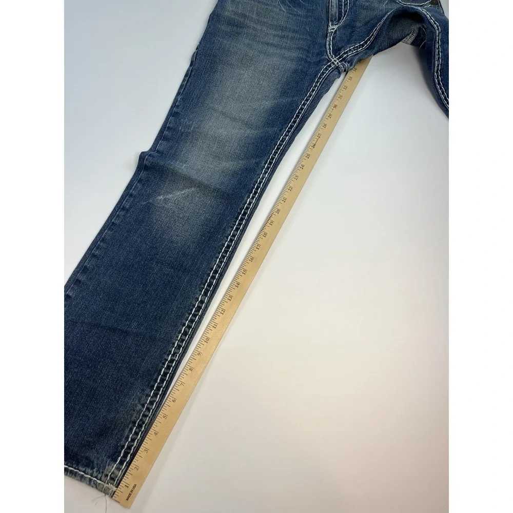 True Religion Jeans Mens 34x33 Dark Wash Denim Joey Super T Thick Stitching
